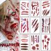 10pcs Halloween Tattoo Sticker Horror Bloody Wound Zombie Scar Waterproof Temporary Tattoos DIY Party Body Art Makeup Kids Adult