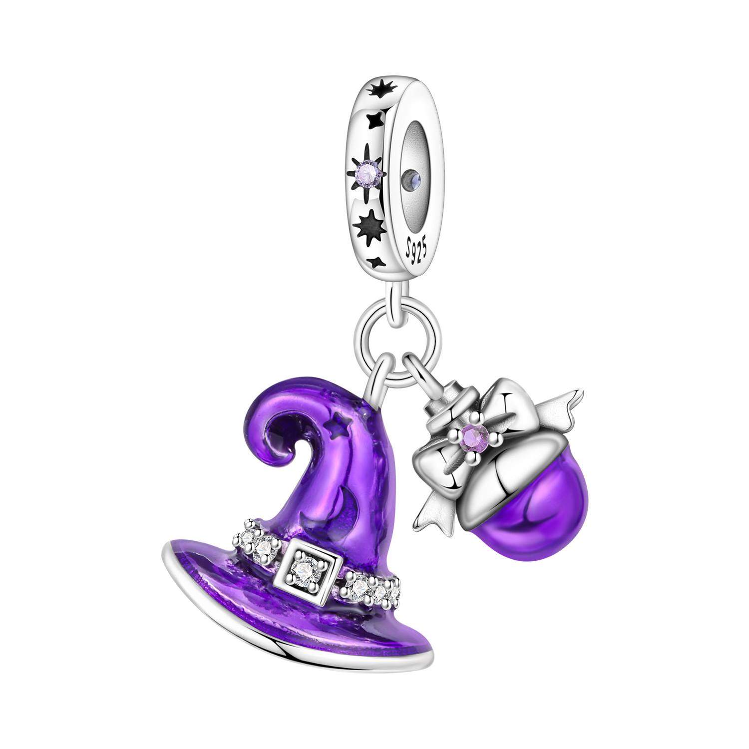 

PANPOKI copper Purple Magic Hat Pendant Charm Bead Charms Bead Charms Compatible With Bracelets Do It Yourself Party Trendy Gifts Jewellery Accessory