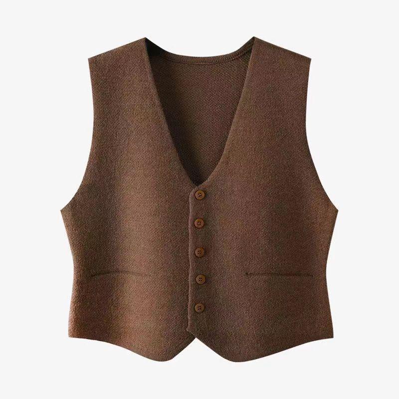 

QICED Однотонный Внутренний Жилет Кардиган Пальто Осень Зима V-образный вырез Однобортный Все Мягкое Костюм Вязаный Жилет Женский Вязаный Жилет Uniform size