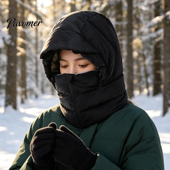 Wiatroodporna Termiczna Kominiarka Damska Czapka Zimowa, Wiatroodporna Maska na Twarz z Zamkiem Błyskawicznym na Zimną Pogodę, Szalik z Kapturem Outdoor Narty Rower
