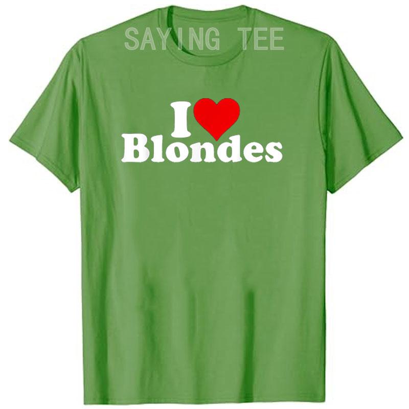 ICH LIEBE HERZ BLONDINEN BLONDES HAAR T-Shirt Boyfriend BF Geschenk Humor Lustig Buchstaben Aufdruck Spruch Tee Blondes Haar Kurzarm Oberteile