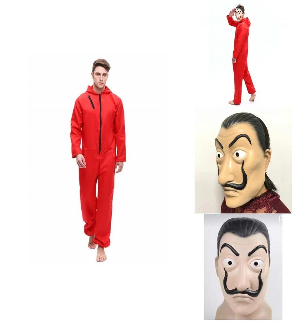 Lightweight Salvador Dali Money Heist La Casa De Papel Costume And Mask Set