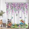 Butterfly Floral Shower Curtain Green Leaves Flowers Dragonfly Watercolour Plants Bath Curtains Polyester Fabric Bathroom Decor