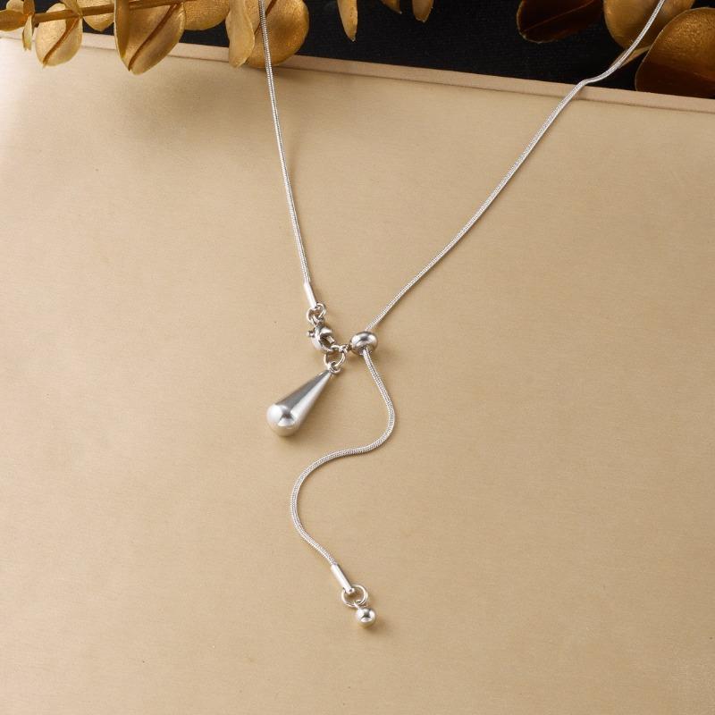 Gold Plated Adjustable Teardrop Pendant Snake Chain Necklace