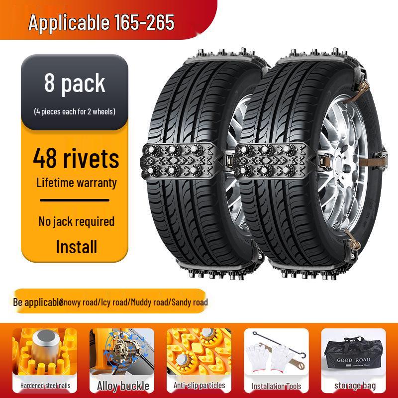 Universal Rubber Anti-Skid Tire Chains for Cars, SUVs, and Vans - Protects Tires In Winter Conditions