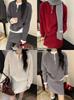 Korean Style Women's 100% Pure Wool Half-Zip Knit Suit: Autumn/Winter Fashion Casual Two-Piece Short Skirt Set