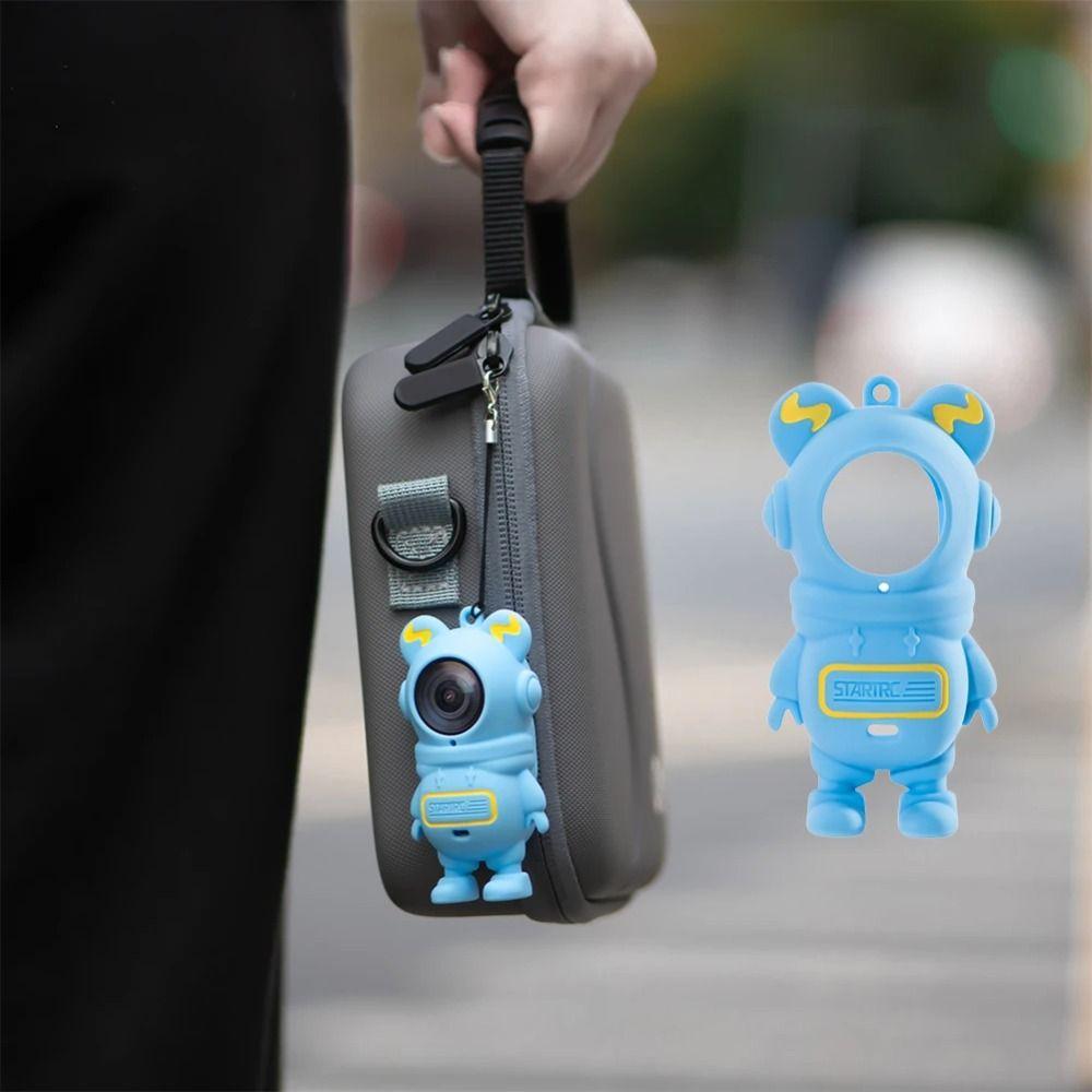 Silicone Protective Cover Cartoon Anti-Scratch Camera Lens Cap Anti-Drop with Lanyard Full Protector Case for Insta360 GO 3/3S