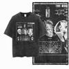 Retro Unique Graphic Printed Washed Distressed Big Size Black Cotton Unisexs Streetwear TShirt G
