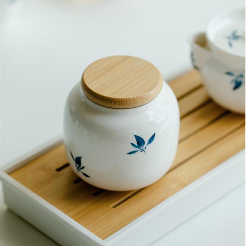 Chinese Handmade Ceramic Tea Caddy Orchid Pattern Sealed Porcelain Tea Jar Spices Coffee Containers Portable Tea Boxes Teaware
