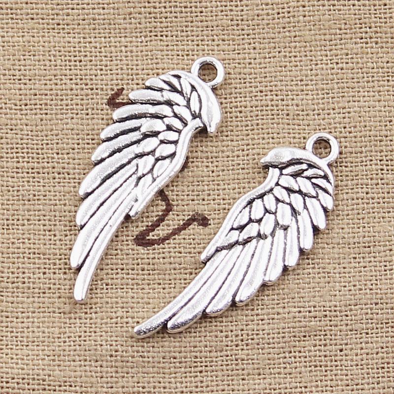 50pcs Charms Double Sided Angel Wings 33x12mm Antique Making Pendant fit,Vintage Tibetan Silver color,DIY Handmade Jewelry