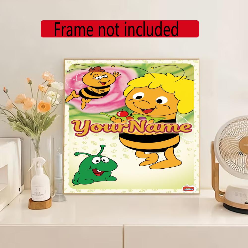 Biene Maja Customize Your Name Diamond Painting Round Diamond Diy Frameless Holiday Artwork Suitable For Home Office Wall Decoration