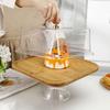 Cake Display Platter Square Cake Display Stand with Acrylic Cover for Birthdays and Special Event