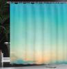 Aqua Shower Curtain, Twilight Sunset Morning Clear Sky Dawn Nature Clouds Horizon Artwork, Cloth Fabric Bathroom Decor