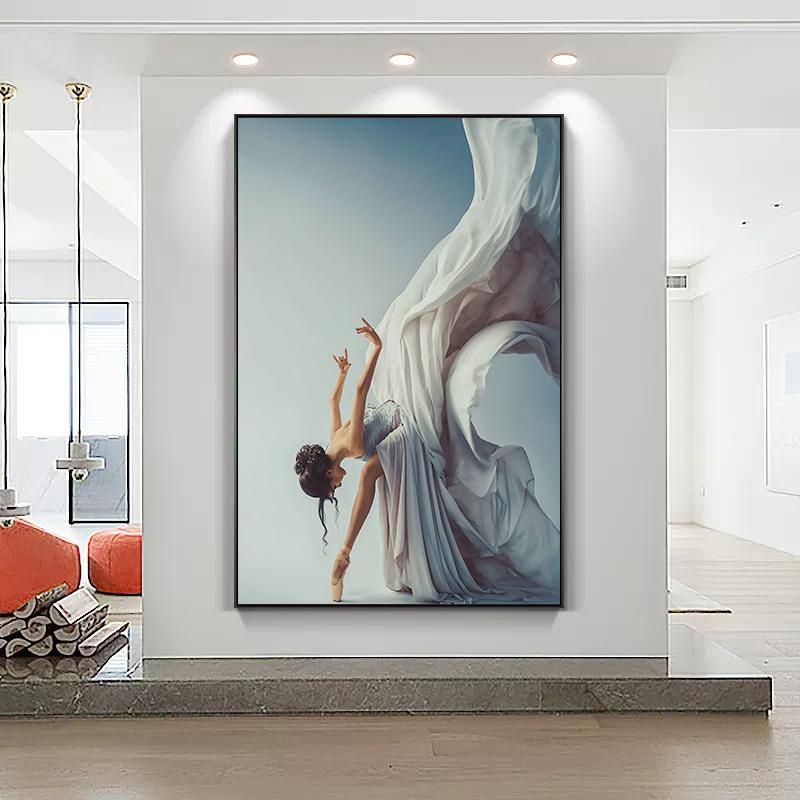Modern Ballet Dancing Girl Canvas Painting Elegant Dancer Wall Art Pictures Poster Prints for Living Dance Room Home Decor
