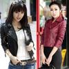 Women Spring Autumn Faux Leather Jacket Short Paragraph Slim Fit Coat Outwear