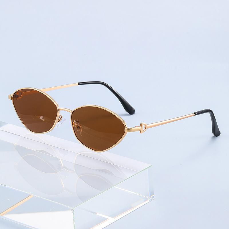 New high-end sunglasses UV-proof metal polygonal sunglasses women's retro fashion show thin sun protection