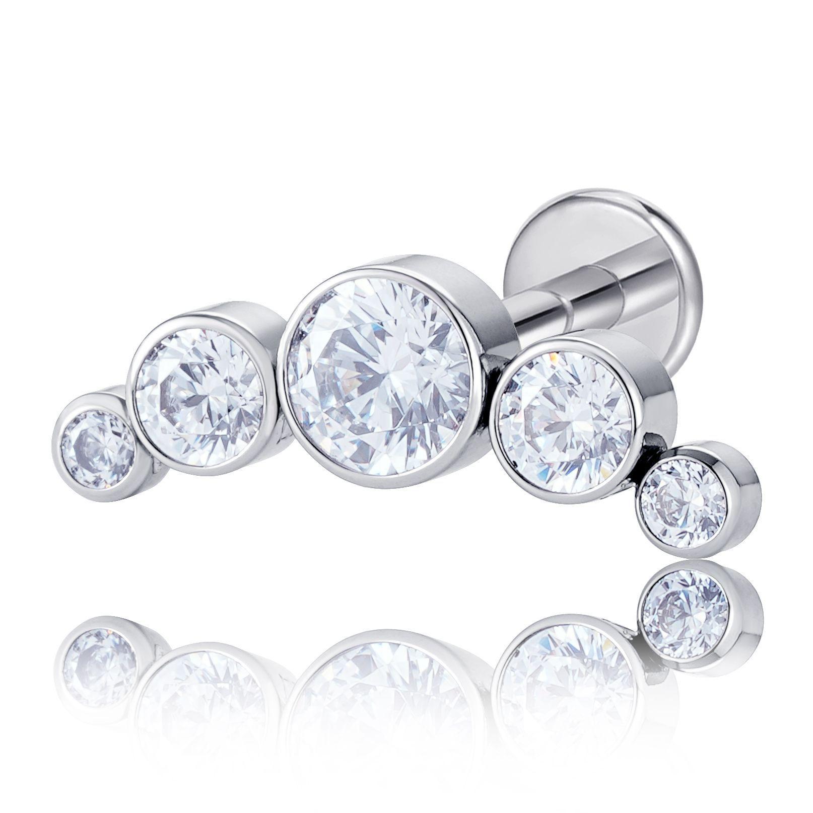 Europe United States Best-Selling Titanium Alloy Body Piercing Jewelry Custom Factory Direct Five Diamond Zircon Earrings 1.2*8