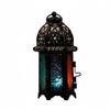 Iron Candle Holder Lantern Tealight Glass Metal Frame with Openwork Pattern And