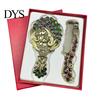 Vintage Peacock Hair Comb Mirror Set, Embossed & Handheld Rhinestone Makeup Mirror, Hand with for Women Retro Carved