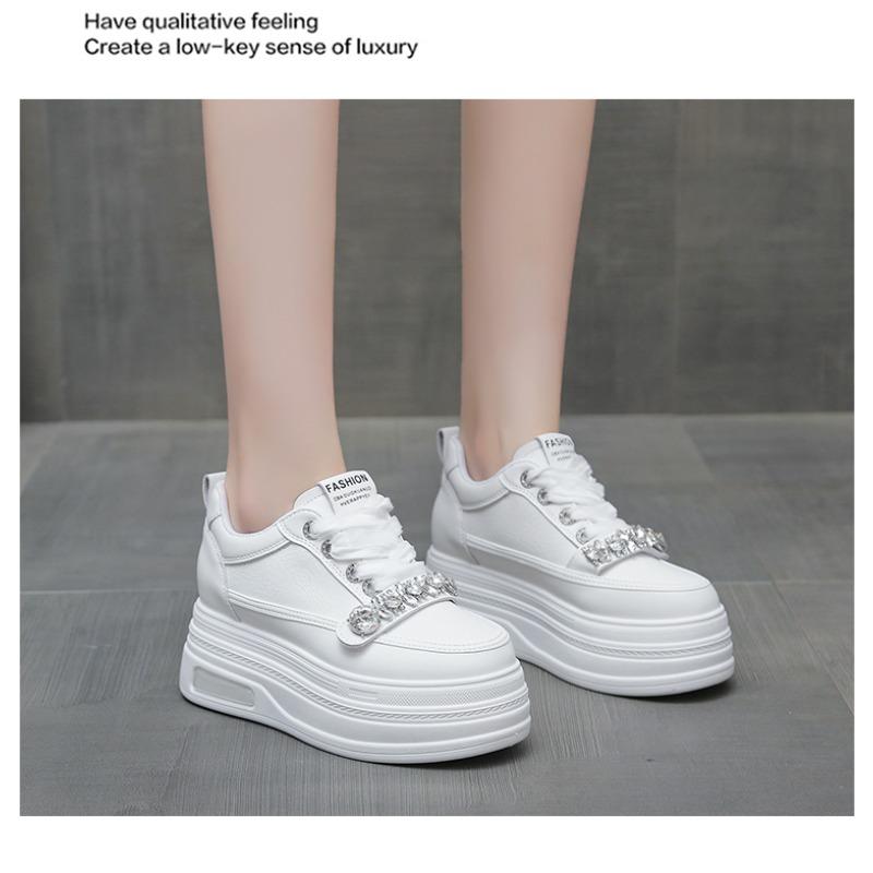 8CM Absatz Sneakers für Damen echtes Leder Plateau Keil Damen Freizeitschuhe Damen Laufschuhe Sneakers Pumps