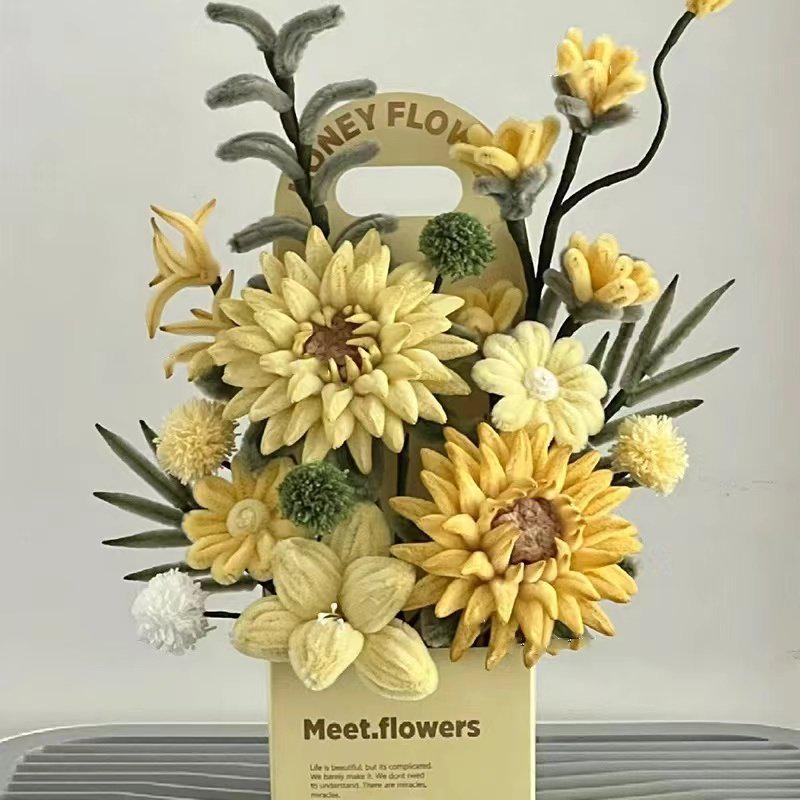 Kit de bouquet de fleurs avec attache torsadée fait main - Cadeau DIY pour enseignants et amis