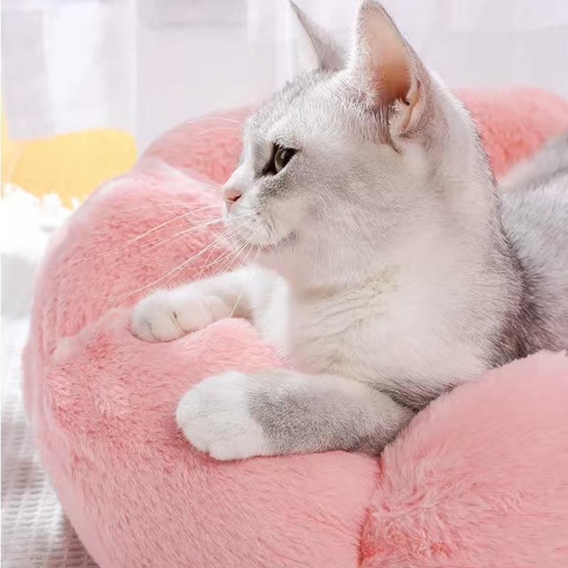 Soft Plush Pet Cat Nest Flower Cat Nest Cat Winter Warm Plush Cat Nest Four Seasons Dog Nest Cat Bed Cat Dog Mat Pet Supplies