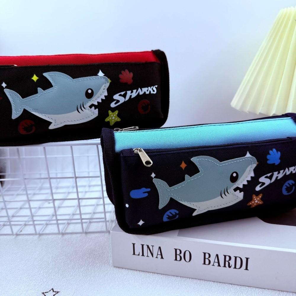 Cartoon Shark Pencil Case Large Capacity Stationery Organizer New Stationery Bag Students