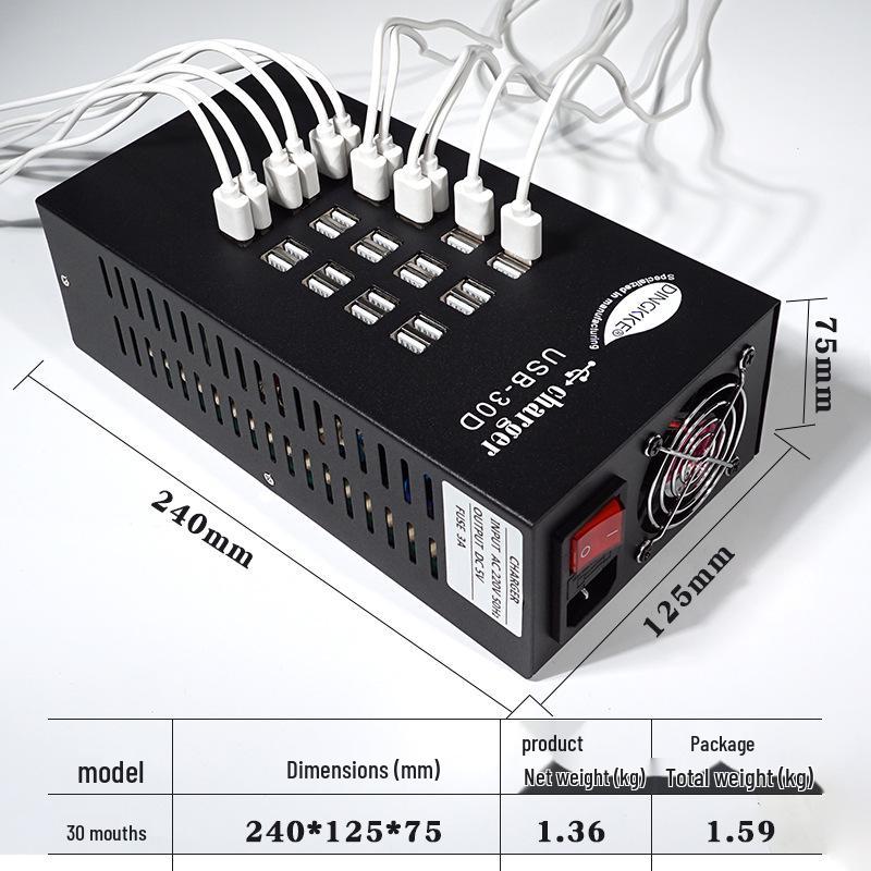 Multi-Port USB Charger Dock with 30 Fast-Charging Heads