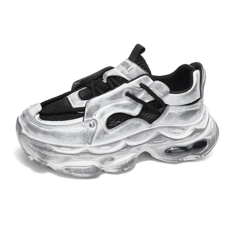 

2024 Four Seasons Mesh Breathable Sneakers Outdoor Niche Dad Shoes Douyin Harajuku Old Dirty Shoes Men s Shoes 44 чорний