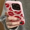 Red Lip Print Mobile Silicone Phone Case ForiPhone 17 16 15 14 13 12 Pro Max Plus 17 11 Air Texture Shockproof Soft Cover