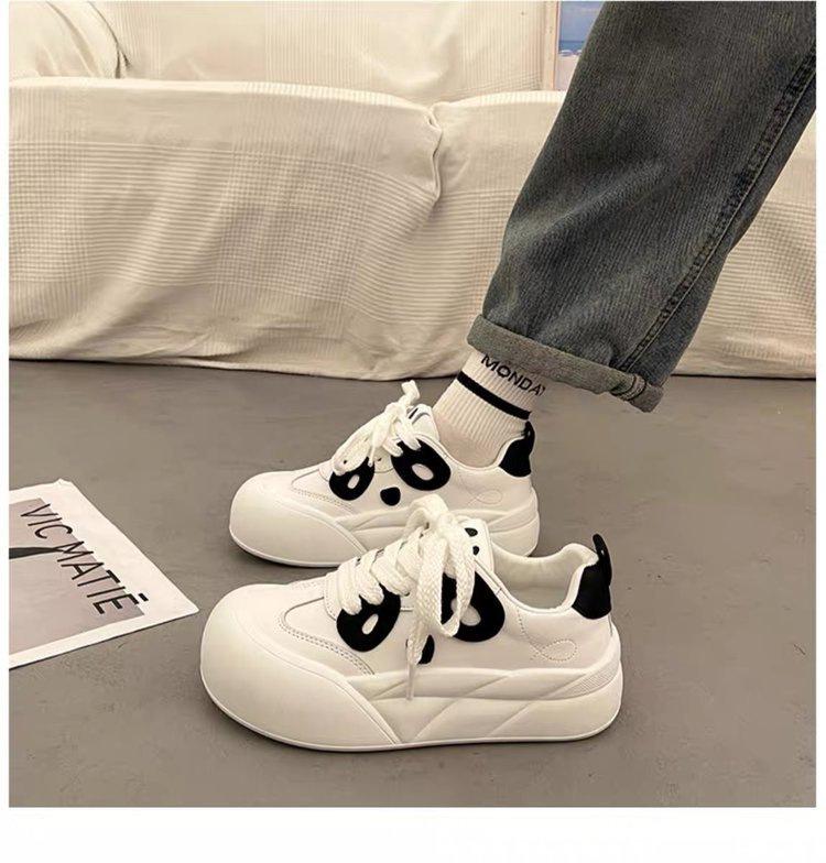 Panda little white shoes board shoes women's 2025 autumn new big head versatile casual thick sole heightening student breadboard shoes