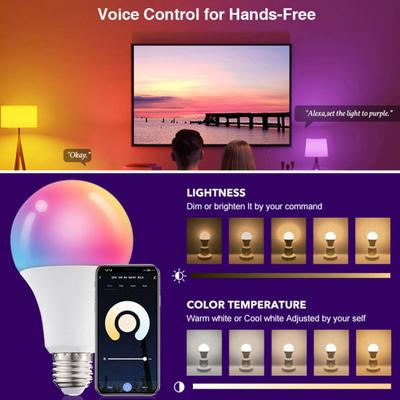 Bec LED inteligent, luminozitate ridicată, activat prin voce, economisitor de energie, compatibil cu Bluetooth, bec RGB pentru petrecere, decorare pentru lampă RGB