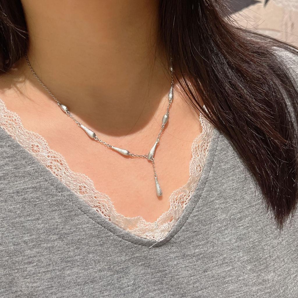 Estilo Medieval Rachel Mesmo Escovado Gota d'Água Doudou Pingente de Colar Personalidade Retro Alto Senso Versátil Corrente para Clavícula