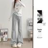 Women's High-Waisted Fleece-Lined Micro-Flare Sweatpants - 2025 Spring/Autumn/Winter Collection: Slimming, Casual, Thickened Flare Pants.