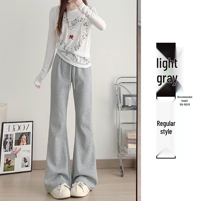 Women's High-Waisted Fleece-Lined Micro-Flare Sweatpants - 2025 Spring/Autumn/Winter Collection: Slimming, Casual, Thickened Flare Pants.