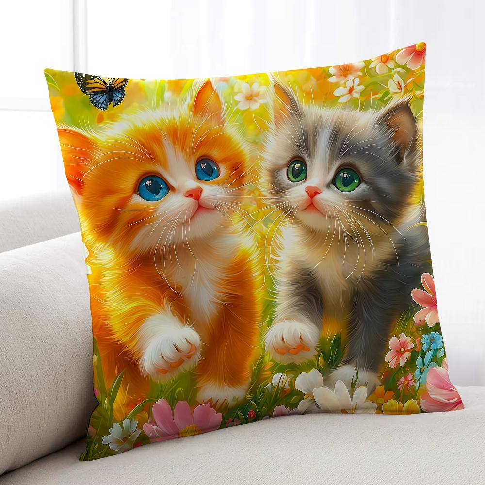 Cute Cat Flower Bird cushion cover Home Bedding Sofa living Room pillowcase Simple Soft Skin Cushion Cover Party Gift