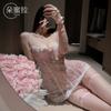 Domila's New Sex Underwear Sexy Perspective Tulle Fashion Deep V Backless Retro Lace Suspender Nightdress