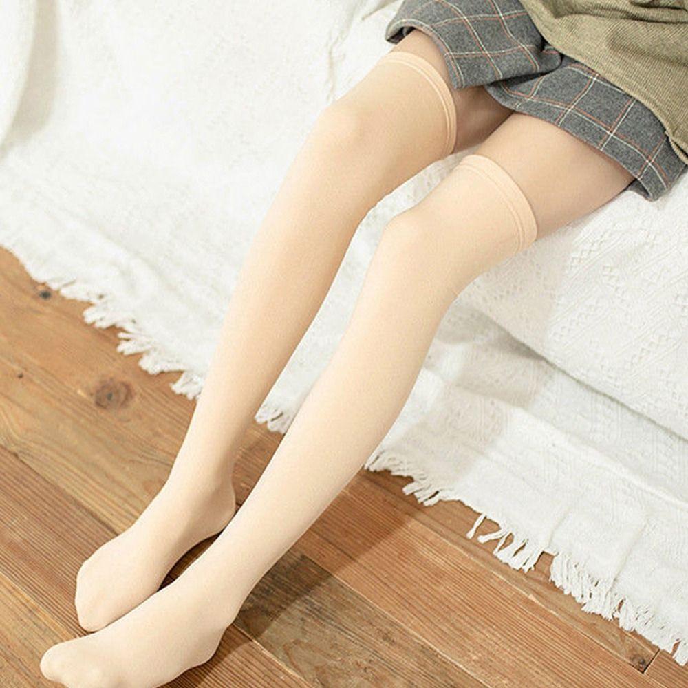 Einfarbig JK Mädchen Polyester Winter Thermosocken Überknie Socken Oberschenkelhohe Socken Damen Strümpfe