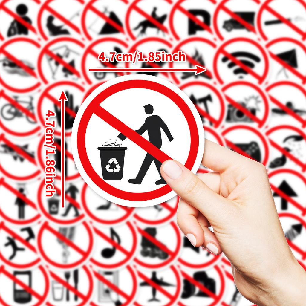 New 50 Prohibited Logo Stickers Creative Fun Waterproof Stickers