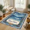 Ocean Otter Theme Soft Crystal Velvet Rug Custom Name & Text Print Non Slip Floor Rug for Bedroom Living Room