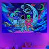 2D Space Party Backdrop Astronaut On Lunar Surface with Planets and Rocket for Birthday