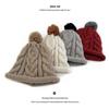 Cat Brother Unisex Korean Style Color Block Pom-Pom Knit Beanie - Warm Wool Hat for Kids, Autumn/Winter