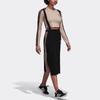 Adidas Originals Three Stripe Color Block Suspender Midi Casual Skirt Women skirts Black DU8487