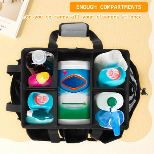 Cleaning Supplies Storage Bag, Work Bag, Multi-functional Pockets, Waterproof Cleaning Tote Bag, 2-Way, Compact Design, Shoulder Strap, Removable Divi