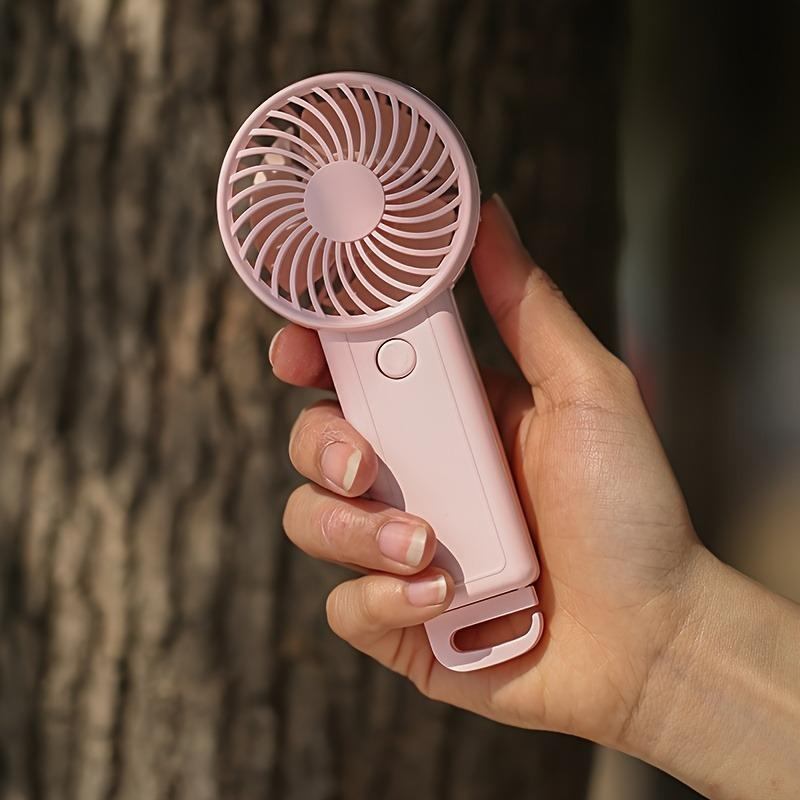 

3-Speed Portable Handheld Fan - USB Rechargeable, Lightweight Wearable Design, Button Control for Indoor & Outdoor Use рожевий