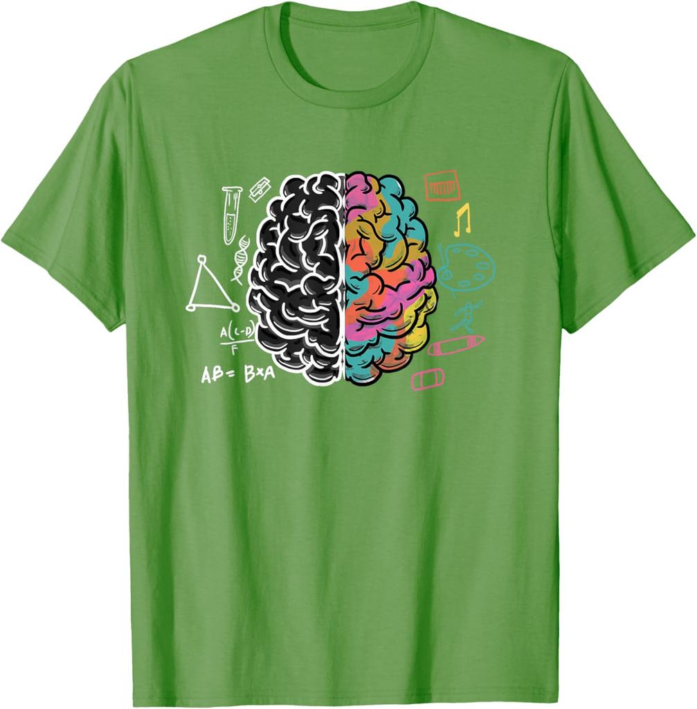 Brain Left Right Logic Art Graphic Tee Men Science Physician Neurologist Gift Casual T-Shirt