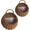 DOITOOL Woven Hanging Basket Rattan Flower Basket Hanging Planters: 2PCS Rustic Flower Pot Wall Hanging Plant Containers Woven Storage Baskets Flower
