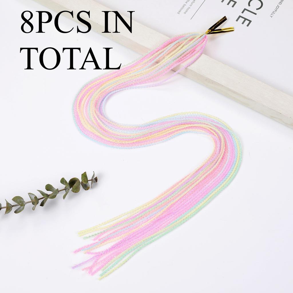 Rainbow Braiding Hair Ropes: Colorful Dreadlock Strings & Gold Ribbons, Hair Accessories for Women & Kids Styling.
