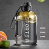 Large Capacity Sports Water Bottle 1.7/2.7L Plastic Drinking Bottle with Time Scale for Outdoor Camping Hiking Gym Men's Kettle
