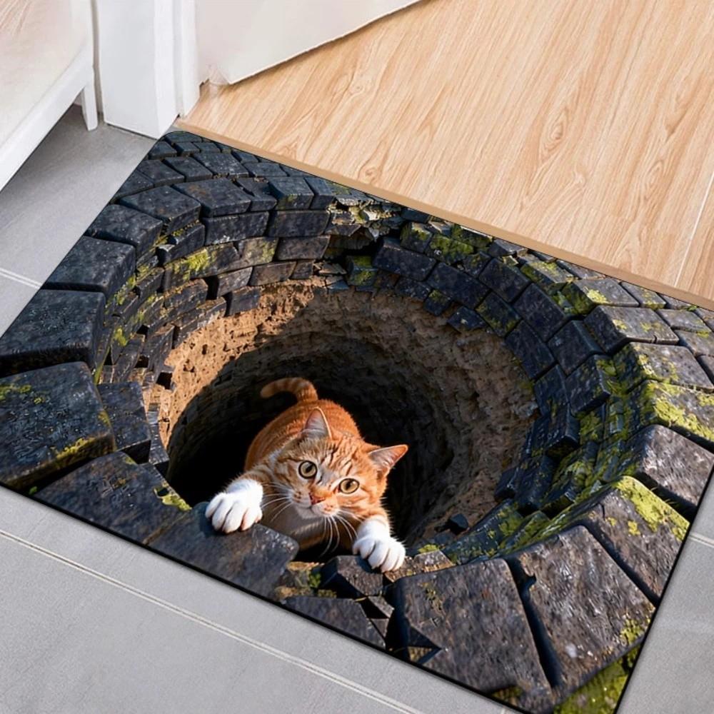 

3D Flat Optical Illusion Doormat Water-absorbing Abrasion-resistant Bathroom Carpet Non-slip Durable Bedroom Door Rug Home 40-60CM